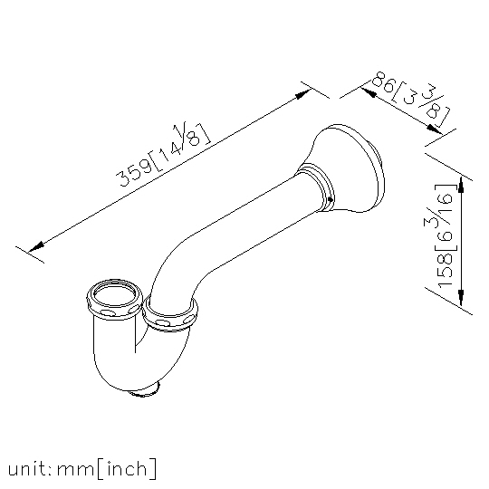 1-1/2 P-Trap W/Cleanout (260mm J-Bending Pipe) thumbnail 2