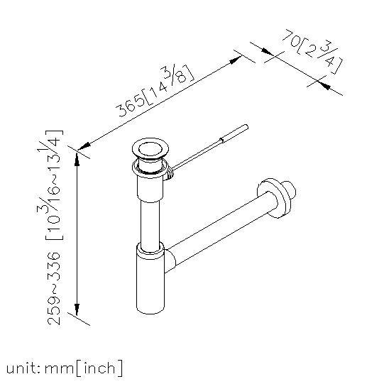 Hand-Drive Pop-Up Drain W/ Tail Tube & T-Trap thumbnail 2