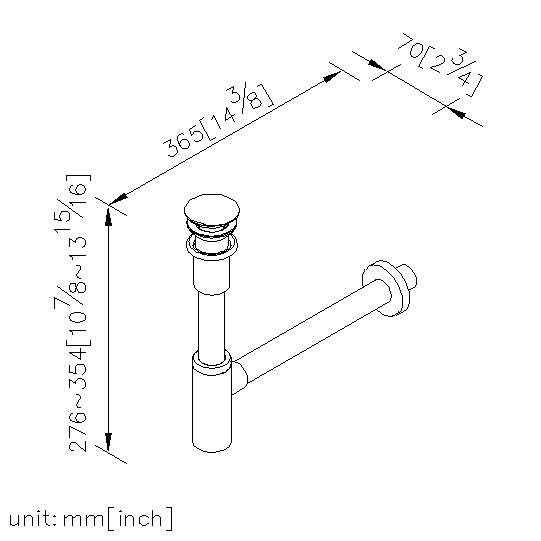 Push-Button Drain W/ Tail Tube & T-Trap thumbnail 2